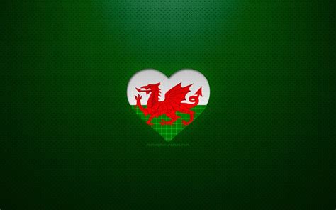 Download Wallpapers I Love Wales 4k Europe Green Dotted Background