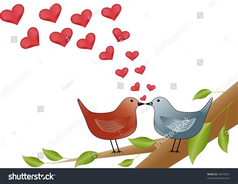 Two Kissing Birds On The Branch Of Tree Stock Photo 43919521 Shutterstock