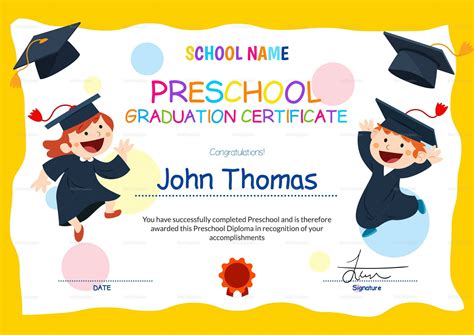 Day Care Certificate Template Word Preschool Diploma Template