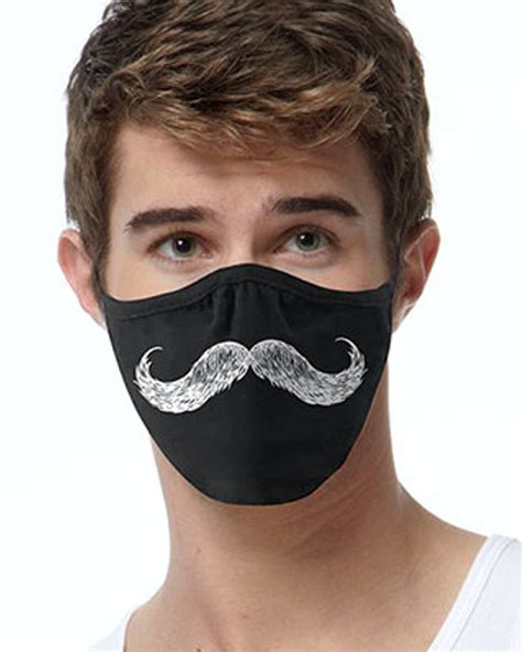 White Mustache Face Mask Face Mask For Men Funny Face Mask Etsy