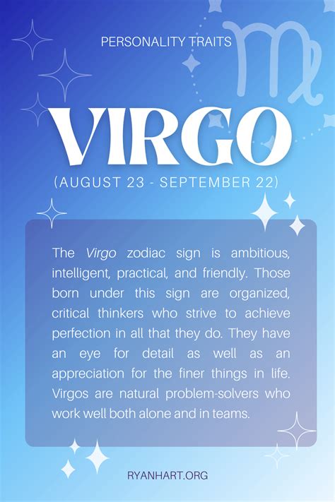 Virgo Personality Traits Dates August 23 September 22 Ryan Hart