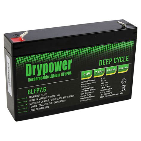 6lfp76 Drypower 6v Rechargeable Lithium Deep Cycle Battery Drypower