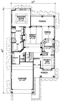 Narrow lot lake house floor plans. Vibrant Design 4 Narrow Lot House Plans With Front Entry ...