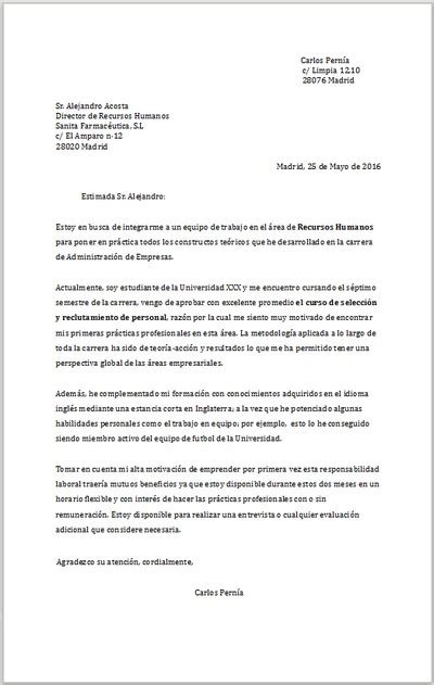 Ejemplo De Carta De Presentación Para Estudiantes