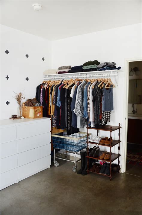 Clothing Storage Ideas Open Closet Hanging Rack Apartment Therapy