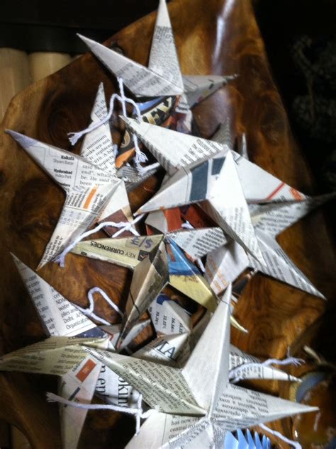 Christmas Star Ornaments Made From Newspaper And Paper Mâché Love