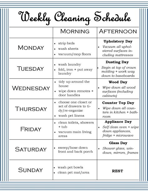 The Mrs With The Dishes Weekly Cleaning Schedule A Simple Way To Do