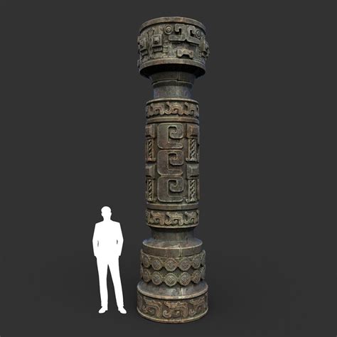 3d Model Low Poly Mayan Inca Aztec Column Modular Pack Mossy 210616 Vr