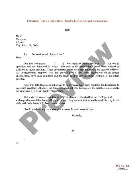 Sample Letter For Dissolution And Liquidation Notice Of Dissolution