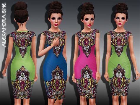 The Sims Resource Tribal Placement Print Dress