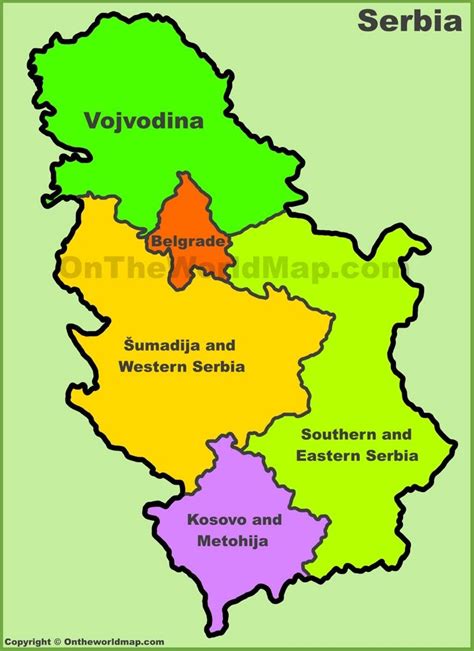 Statistical Regions Map Of Serbia Map Serbia Vojvodina