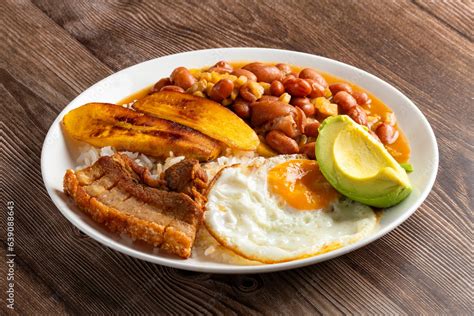 Bandeja paisa typical dish at the Antioqueña region of Colombia It