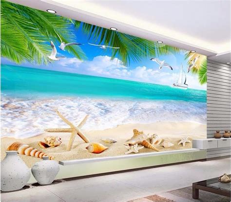 Custom Mural 3d Room Wallpaper Ocean Beach Shell Painting