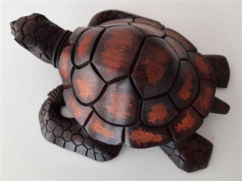 Wooden Sea Turtle Hand Carved Wood Art Handmade Home Decor Etsy