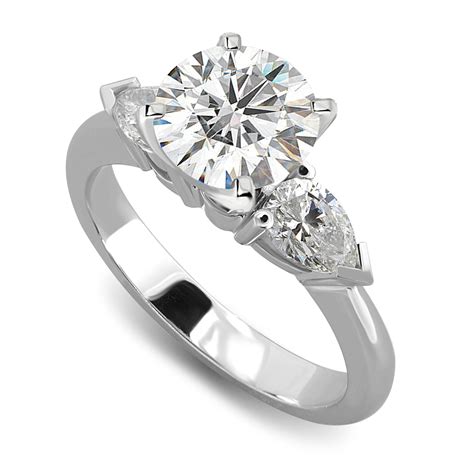 Three Stone Pear Side Diamond Engagement Ring Sarkisians Jewelry