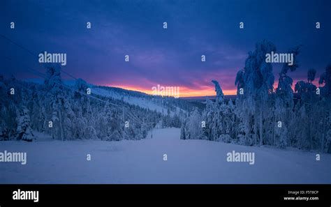 Finland Lapland Kittila Levi Moody Sky Over Land Stock Photo Alamy