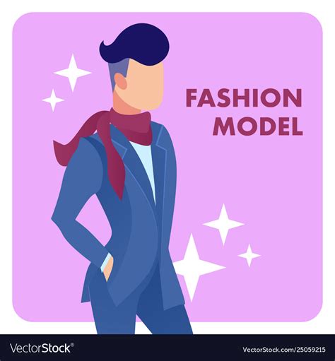 Male Fashion Model Flat Poster Template Royalty Free Vector
