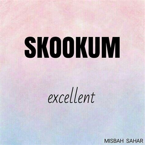 The Words Skookum Are Written In Black On A Pink And Blue Background
