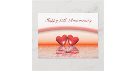 35th Anniversary Coral Hearts Postcard Zazzle