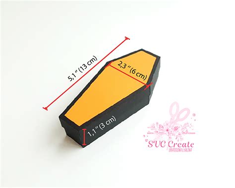 Fold flat rectangle gift box. Coffin template pdf box, printable coffin box