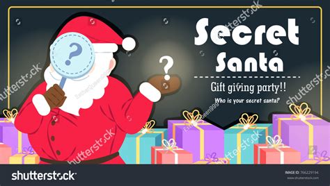 Cartoon Secret Santa On Black Background Stock Illustration 766229194
