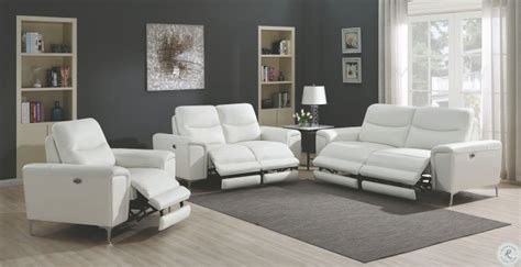 Largo White Leather Power Reclining Living Room Set From Coaster