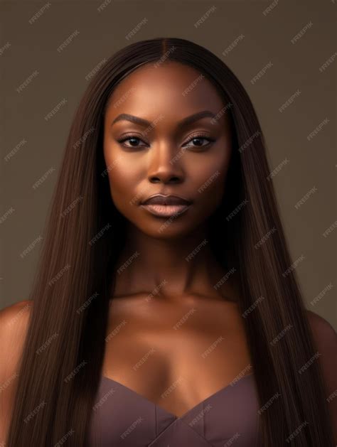 Premium Ai Image Beautiful Ebony African Model Woman With Long Hairstyle Care And Beauty Hair