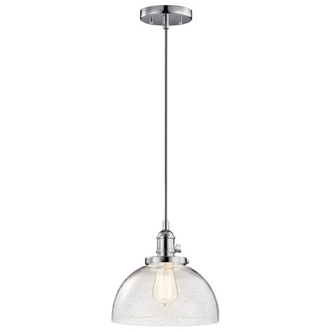 Kichler Avery Chrome Farmhouse Seeded Glass Dome Mini Hanging Pendant Light In The Pendant