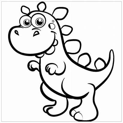 Dinosaurs Coloring Cartoon Rex Pages Printable Children