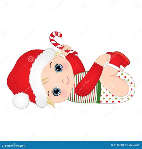 Vector Cute Baby Boy Wearing Christmas Clothes Christmas Baby Boy