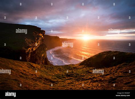 Cliffs Of Moher At Sunset Doolin Clare Ireland Stock Photo Alamy