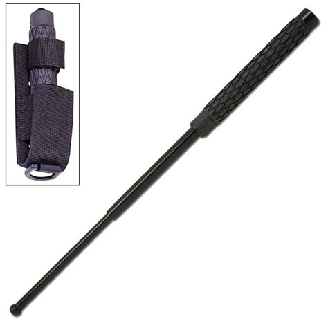 Inch Black Telescopic Police Baton Rubber Grip