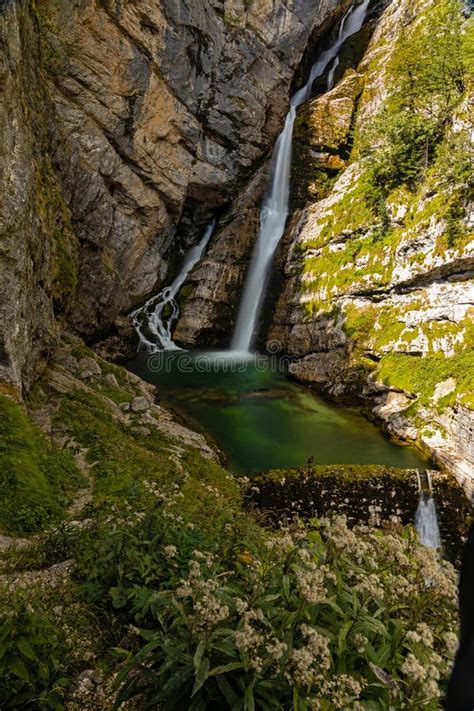 Savica Waterfall In The Triglav National Park In Slovenia Stock Photo