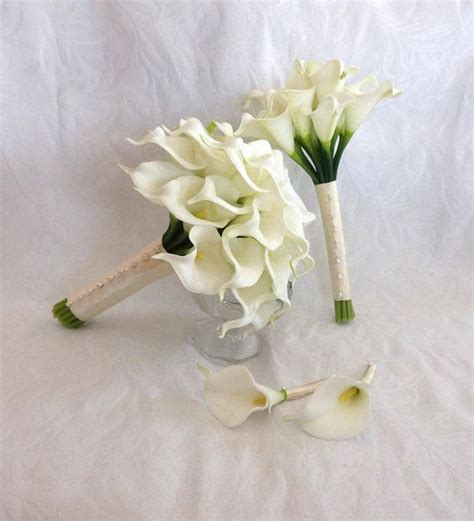 Calla Lily Wedding Bouquet Simple Elegant Real Touch Mini Gypsophila