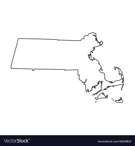 Massachusetts Ma State Border Usa Map Outline Vector Image