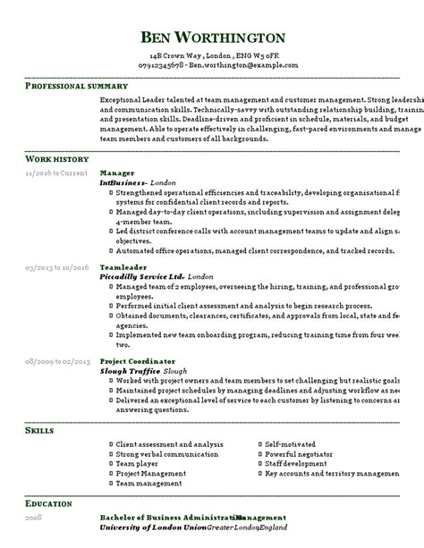 Manager Cv Example Guide And Tips Myperfectcv