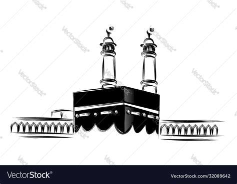 Holy Kaaba In Mecca Saudi Arabia Hand Drawn Vector Image