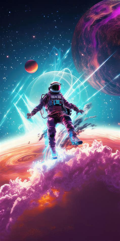 1080x2160 Astronaut Leaping Amid A Colorful Galaxy One Plus 5thonor 7x