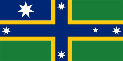 The Flag Of Australia Is Shown In Blue Green And Yellow With Stars On It