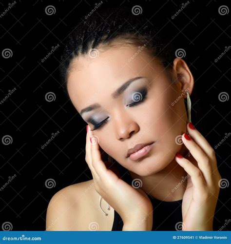 The Girl The Mulatto With A Beautiful Make Up Stock Image Image Of Mulatto Hair 27609541