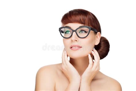 Beautiful Girl Wearing Glasses Stock Image Image Of Colleague Isolated 24935989