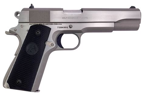 Colt 1911 Government 45 Acp Full Size Pistol With Brushed Stainless