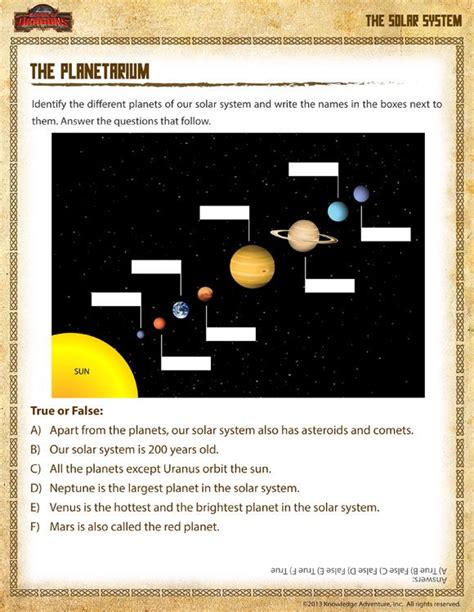 The Planetarium Printable 1st Grade Science Worksheet