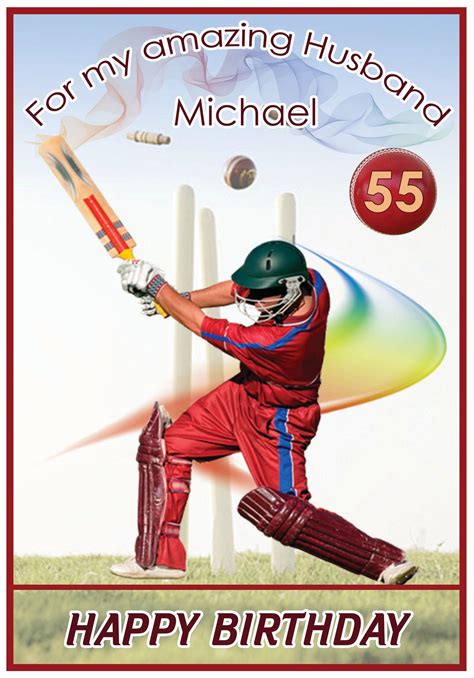 Personalised Cricket Theme Birthday Card