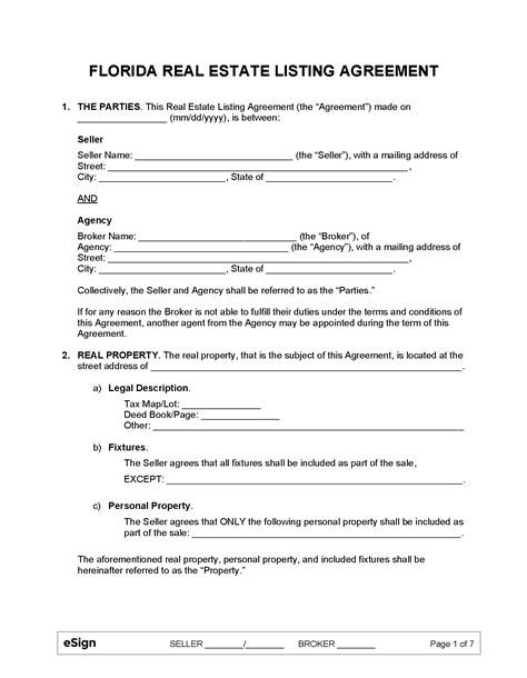 Free Florida Real Estate Listing Agreement Pdf Word How To Fill Out A Listing Agreement