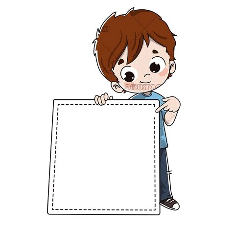 Child With An Invitation Or Announcement Poster Hacer Dibujos Para