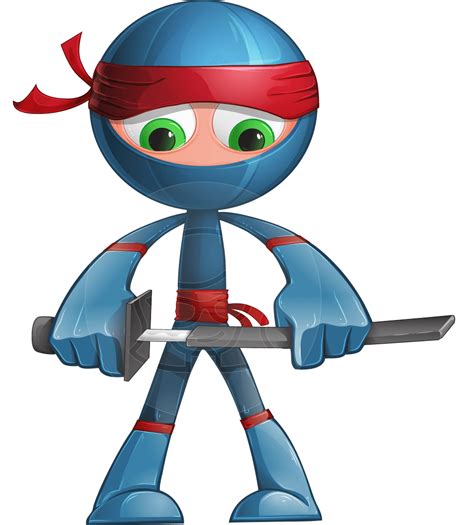 Vector Simple Blue Ninja Cartoon Character Sachi The Flexible Ninja
