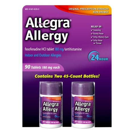allegra 180mg adult 24 hour allergy tablets 90 ct