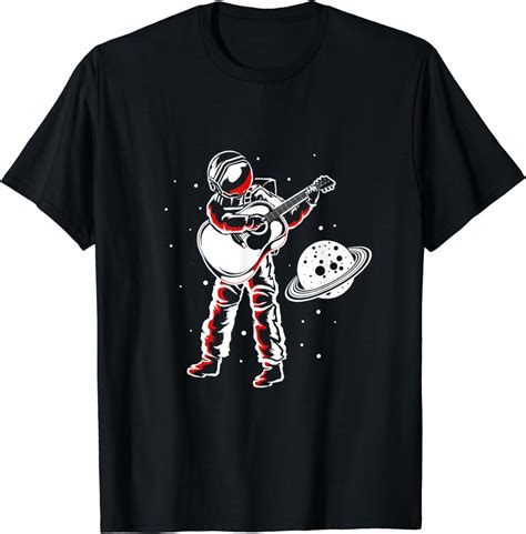 Astronaut In Space With Acoustic Guitar Funny Guitarist T Shirt