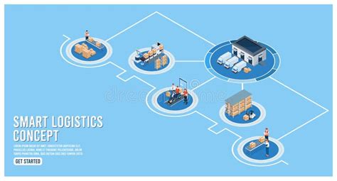 3d Isometric Smart Logistics Concept With Warehouse Logistics And